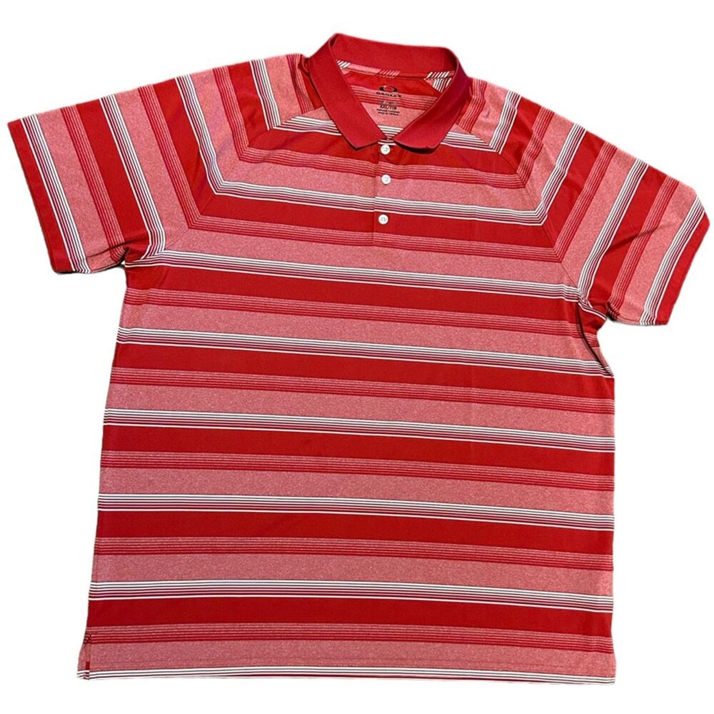 Oakley Hydrolix Red And White Short Sleeve Polo Shirt Mens XXL